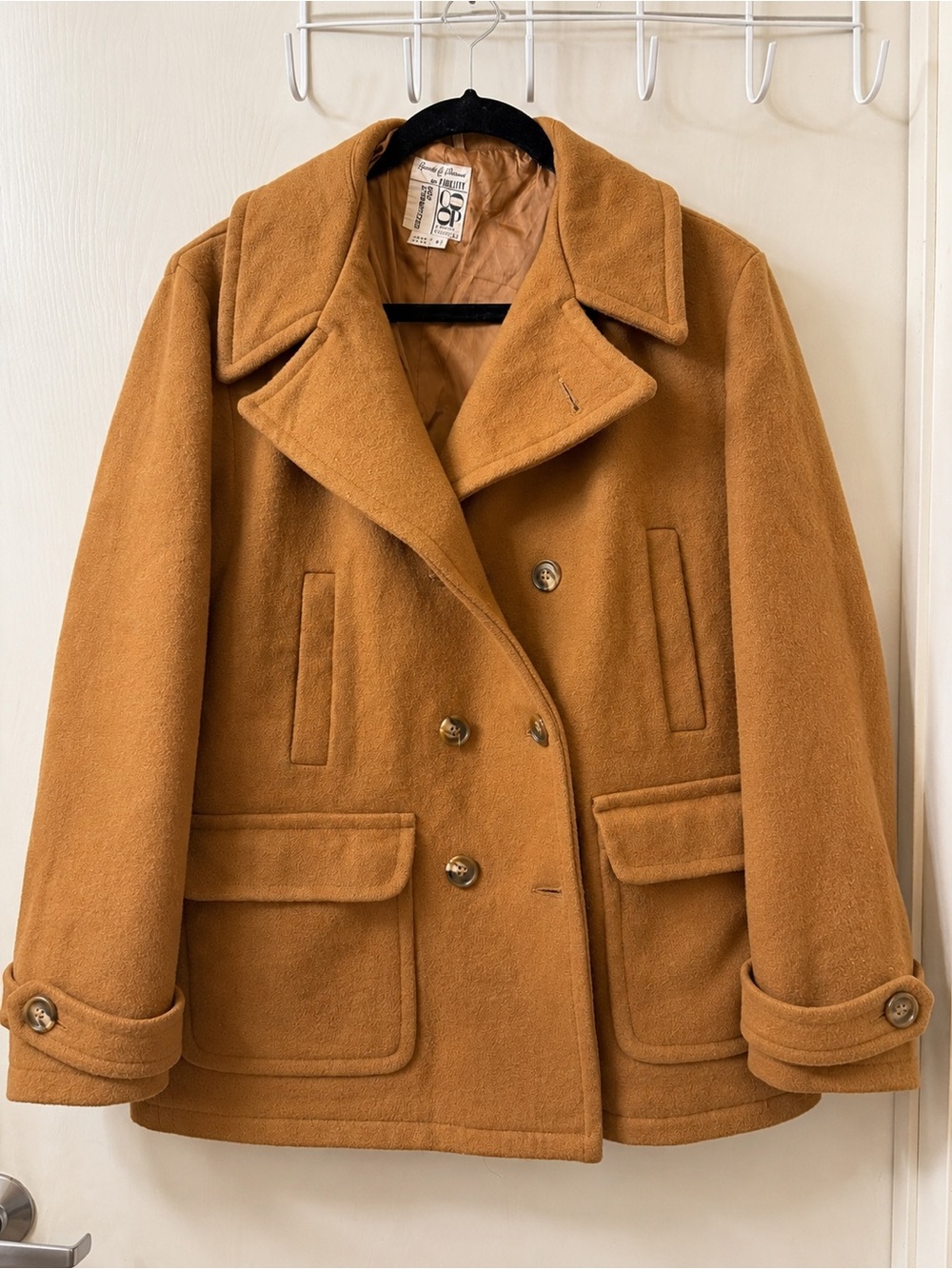 Fidelity Double-Breasted Peacoat in Camel Brown